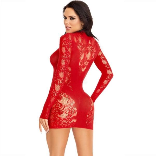 LEG AVENUE - MINI DRESS WITH LACE LONG SLEEVE RED 3